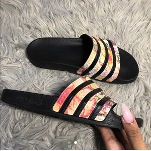 Adidas originals flower print slides